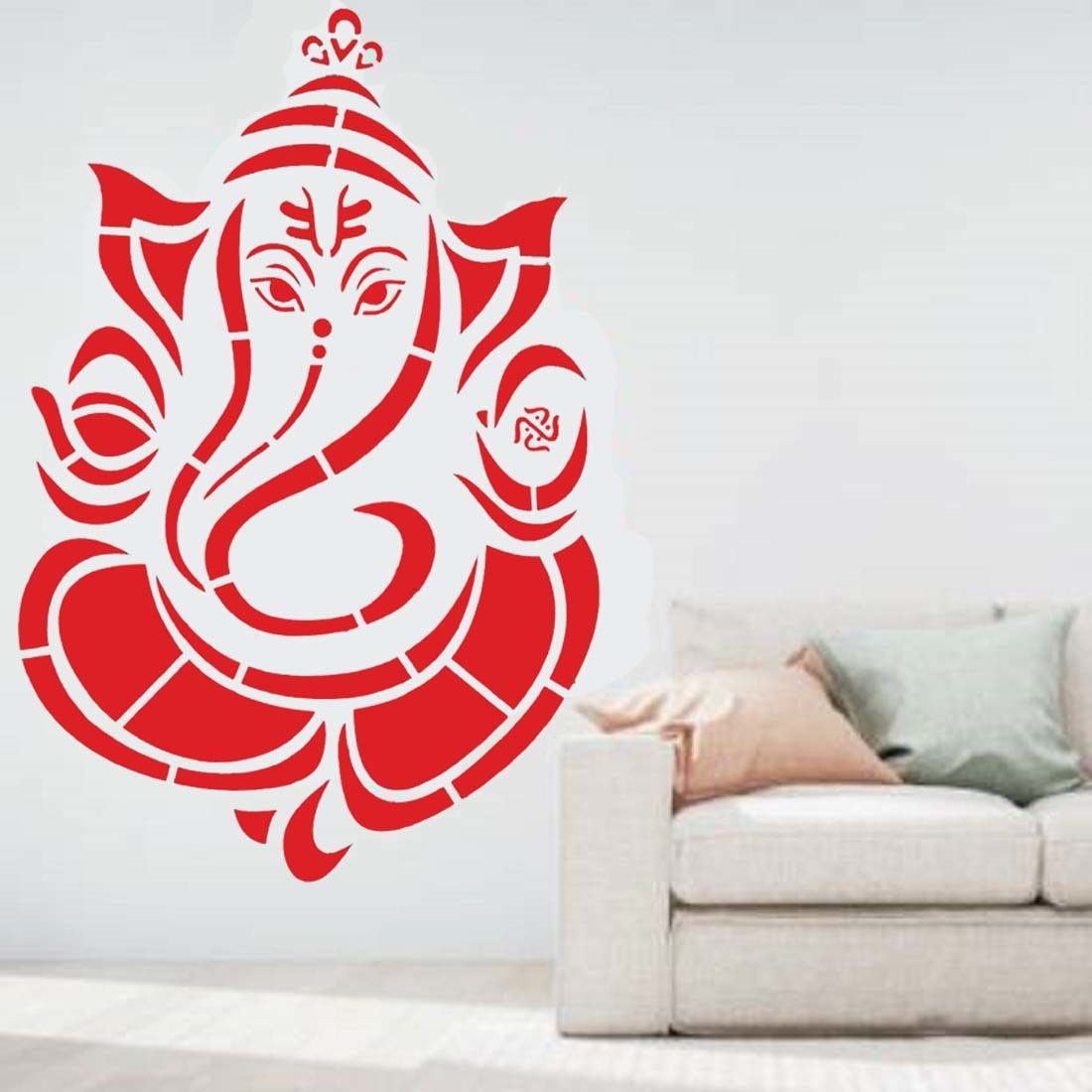 pardeco WallStencils Wall Stencils Shubha Ganesha Potriat Wall Stencil Reusable Wall Painting Stencil for Home Decoration Reusable Sheet (Size 16x24 Inch). Ganesha Stencil-picture-22