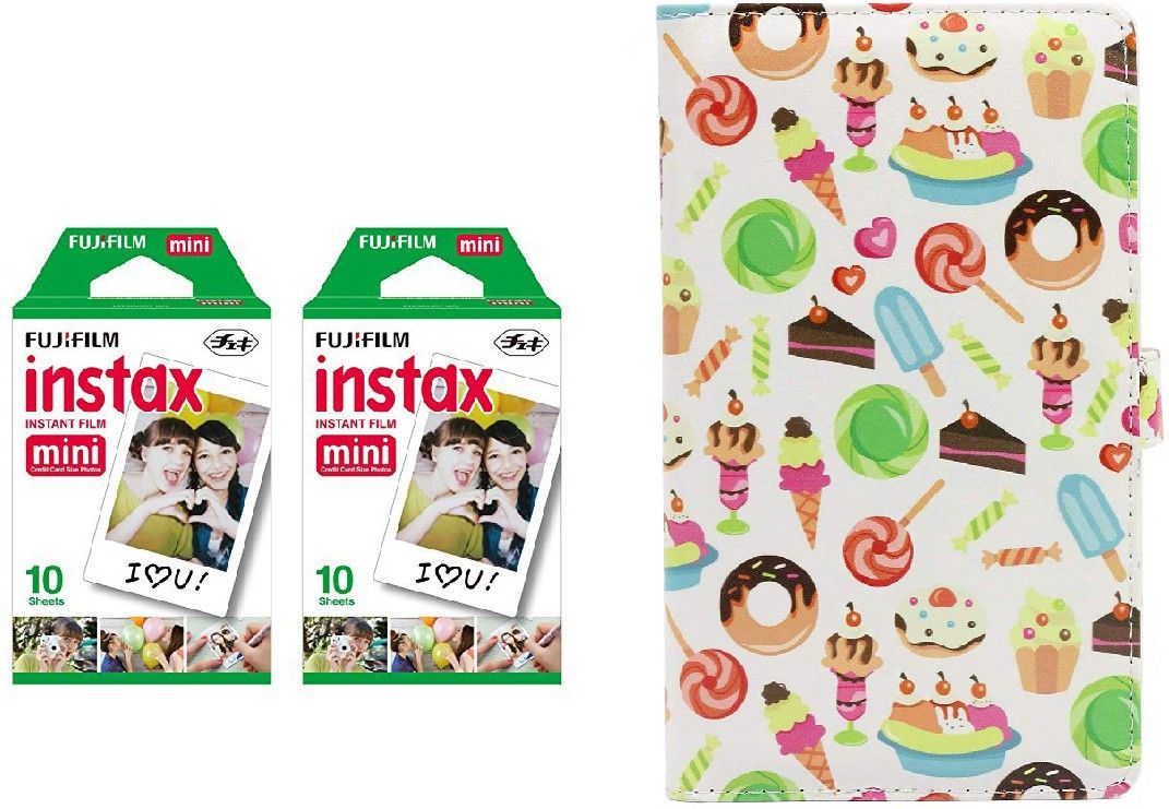 FUJIFILM Instax Mini 10x2 Sheets Instant Film with Dessert Album 96 Sheets Film Roll