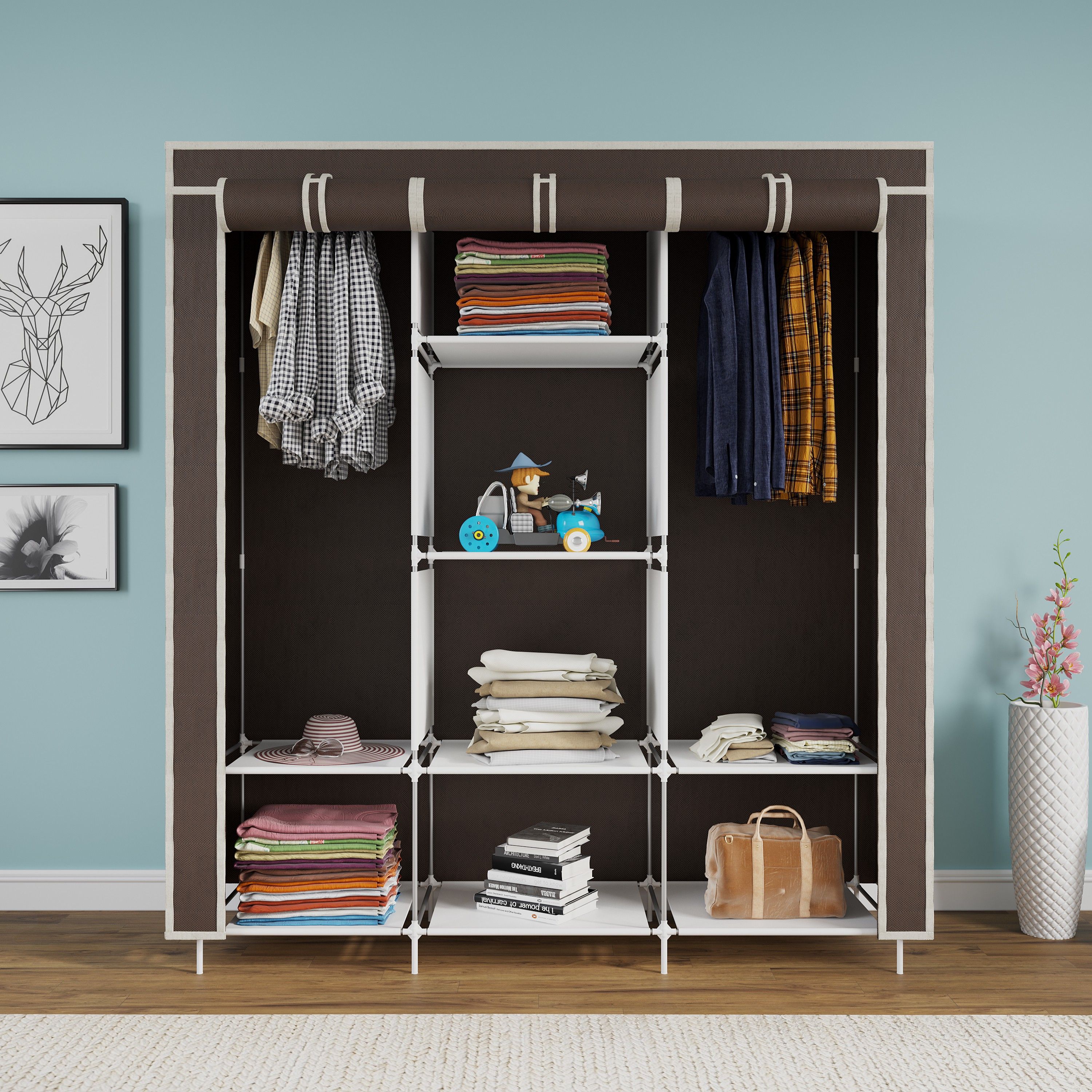 furnigully 6+2 Shelves Portable 88130 PP Collapsible Wardrobe-picture-23