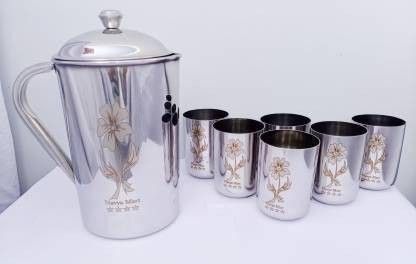HIGH QUALTY FLOWER LASER Jug Glass Set (STAINLESS STEEL) Jug Glass Set (stainless steel) Jug Glass Set-image-21