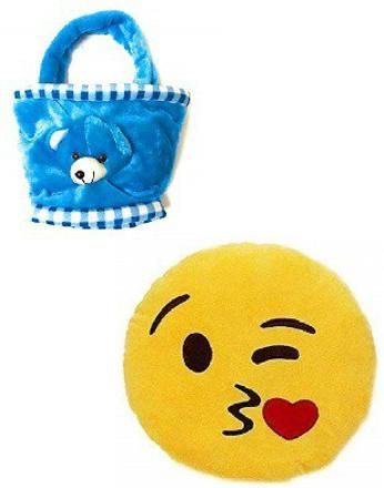Soft Lovable Hugable For Smiley Pillow And Basket Bag Soft Toys For Kids Toys Bithday Gift - 30cm (Multicolor)- 30 cm-image-11