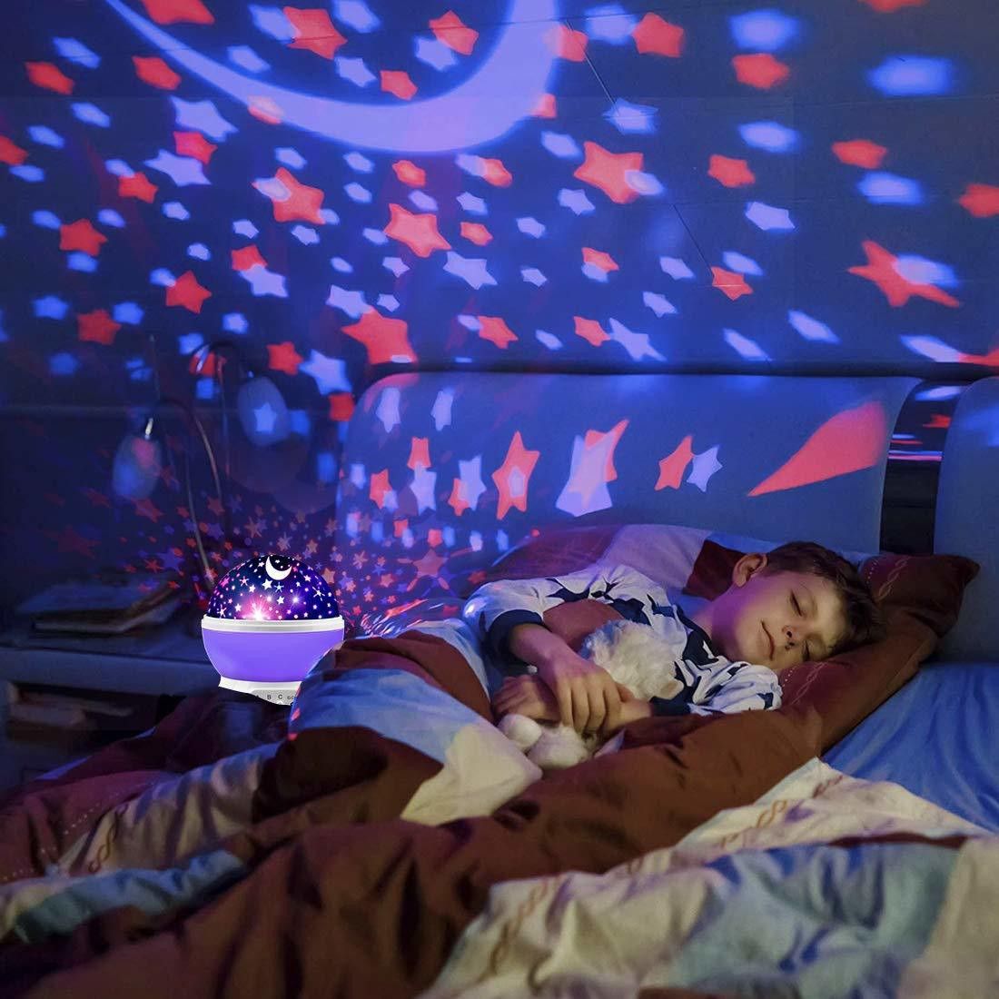 Lighting Lamp Kids' Party Centerpieces [ 4.9 FT USB Cord ] Romantic Rotating Cosmos Star Sky Moon Projector, Rotation Night Projection for Children Kids Bedroom Night Lamp-image-11