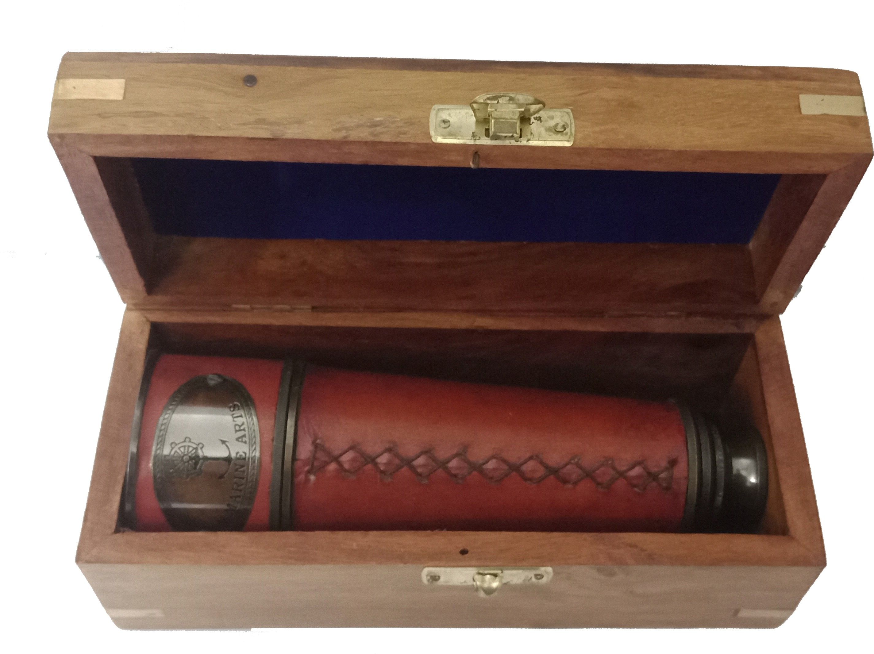 Simrah Antique Nautical 5" leather Victorian Marine Brass Telescope with Wood Box Catadioptric Telescope (Manual Tracking) Catadioptric Telescope-image-13