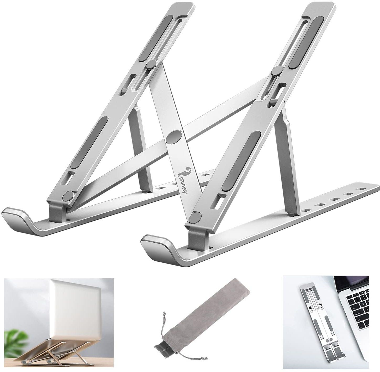 PENDYIS Laptop Stand Laptop Holder Tablet Stand 6 Angles Aluminum Foldable Portable Laptop Stand-image-15