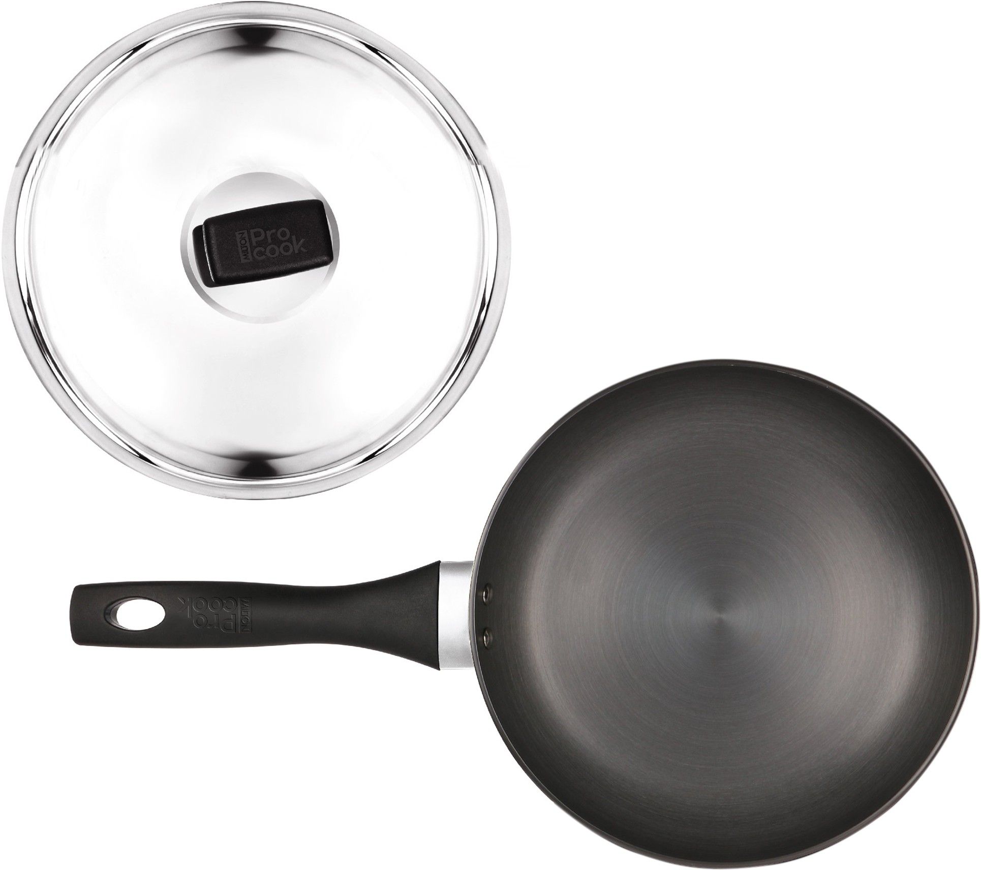 Pro Cook Hard Anodized Fry Pan With Stainless Steel Lid, Fry Pan 24 cm diameter with Lid 1.8 L capacity
