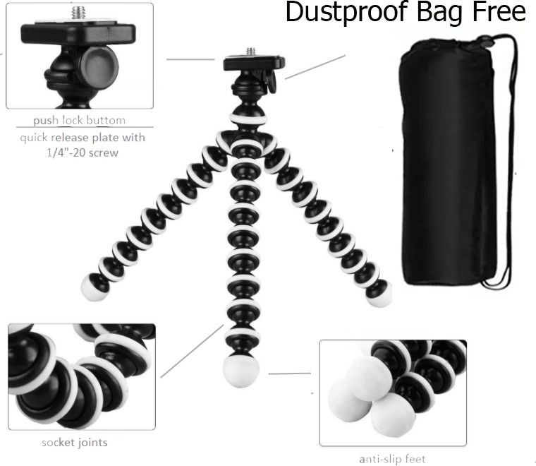 POZUB Best Buy 100% BEST QUALITY PZUB- GOLA87 GORILLA TRIPOD + DUSTPROOF BAG WITH MOBILE HOLDING CLIP Camera , Mini Tripod / Lightweight, Flexible Octopus Tripod Tripod Flexible Smartphone Octopus Screw Selfie Tripod Wholesale Table Tripod Small Size Super Flexible with Universal 1/4 Screw Multi-Use Selfie Stick Desktop Online Course Video Recording Gimbal, DSLR & Action Cameras Mobile Holder monopods Tripod Tripod, Tripod Ball Head, Tripod Kit, Monopod Kit, Monopod-image-2