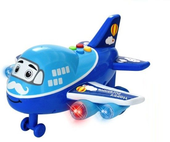 Commercial Airplane Friction Powered Aviation Toy Push and Go Cute Aircraft with Fun Durably Built Kids Pretend Play Air Plane for Children Boys Girls (Happy Airplane)-image-17