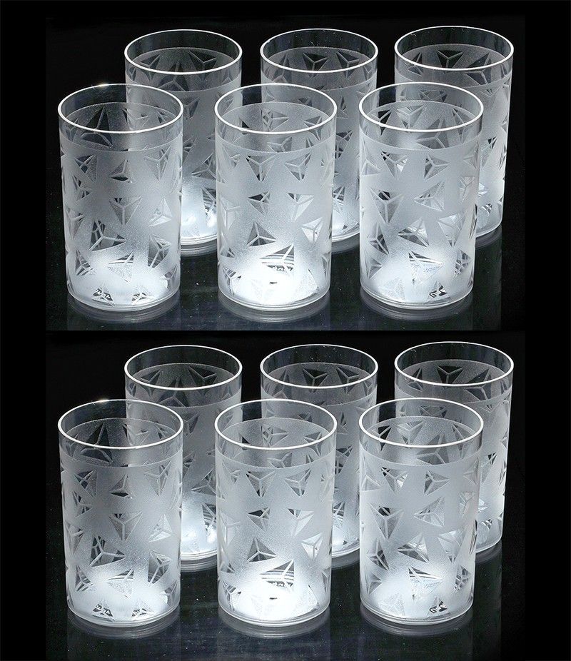 (Pack of 12) 100% Unbreakable Prism pattern Water Juice Drinking Glasses Set of 12 (White,Plastic) Glass Set Glass Set Water/Juice Glass-image-12