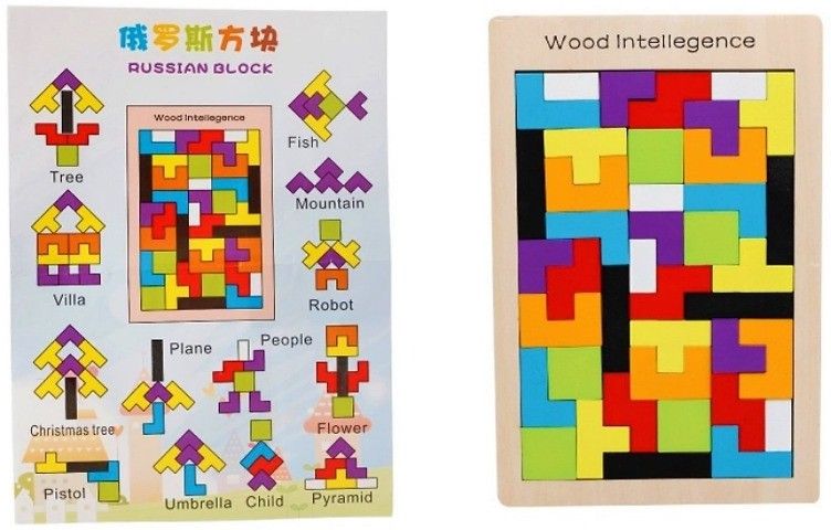3D Wooden Tangram Puzzle Rassian Blocks Wood Colour Brain Teaser Intelligent Toy-image-7