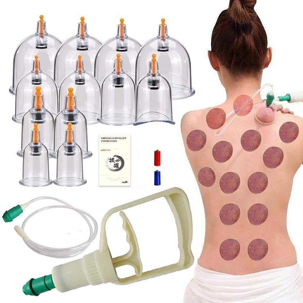 Acupunx Cupping Set with Pump 12 Cups Cupping Therapy Set Vacuum Suction Cups Massager for Cellulite Reduction Back Neck Joint Pain Relief,Chinese Hijama Cupping Set Massager-picture-16
