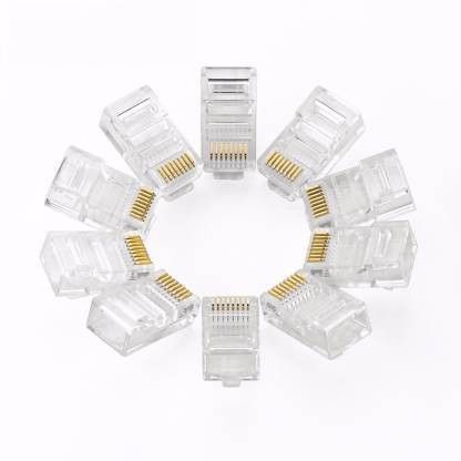 VISHNU VALLABH RJ45 Connectors Modular 8 Pin Network Cable Plugs RJ-45 Adapter Crimps Network Interface Card (Crystal Clear, Gold Plated) 100pcs Network Interface Card-image-10