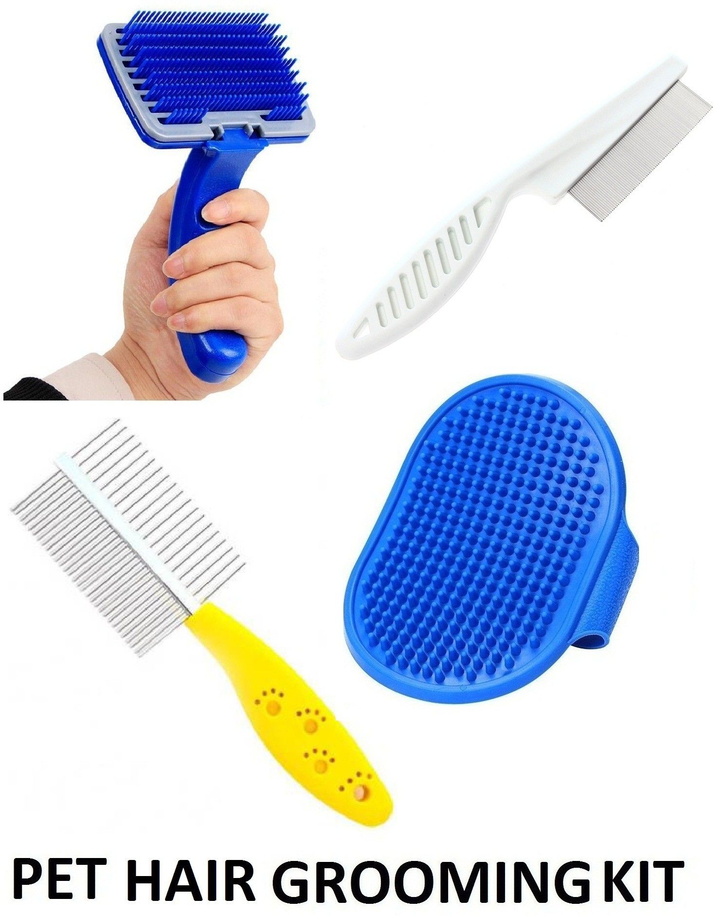Best Quality Imported (Combo of 4) Dog Needs High Quality Comb + Slicker + Flea Comb + Bath Gloves Bath Scrub Gloves for Cleaning Washing for All Pets Dog, Cat, Rabbit, Hamster Plain/ Bristle Brushes for Dog, Cat, Rabbit, Hamster-image-13