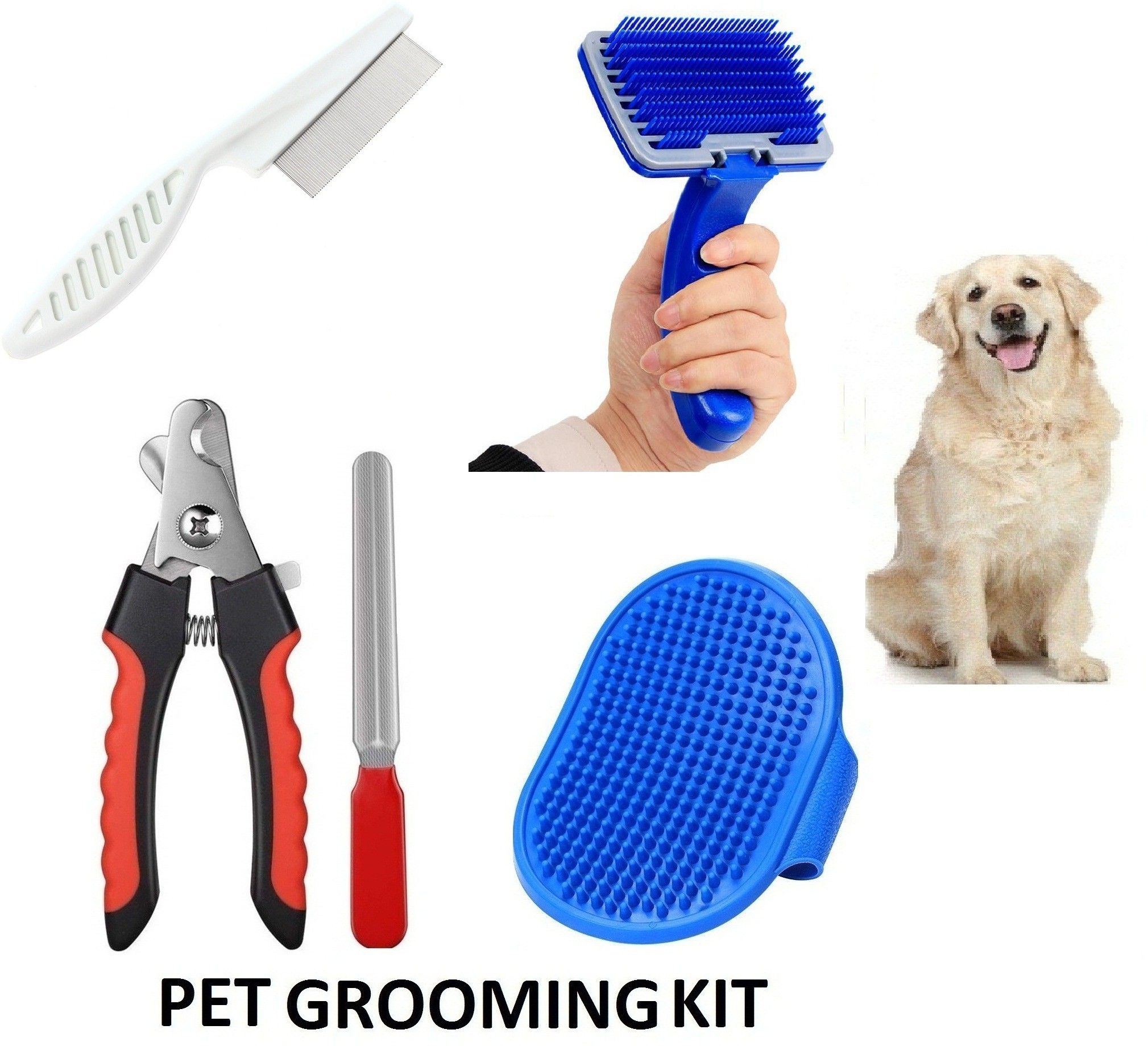 hachiko Best Quality Imported (Combo of 4) Dog Needs High Quality Nail clipper + Flea Comb + Gloves + Bath Gloves Bath Scrub Gloves for Cleaning Washing for All Pets Dog, Cat, Rabbit, Hamster Plain/ Bristle Brushes forDog, Cat, Rabbit, Hamster-picture-41