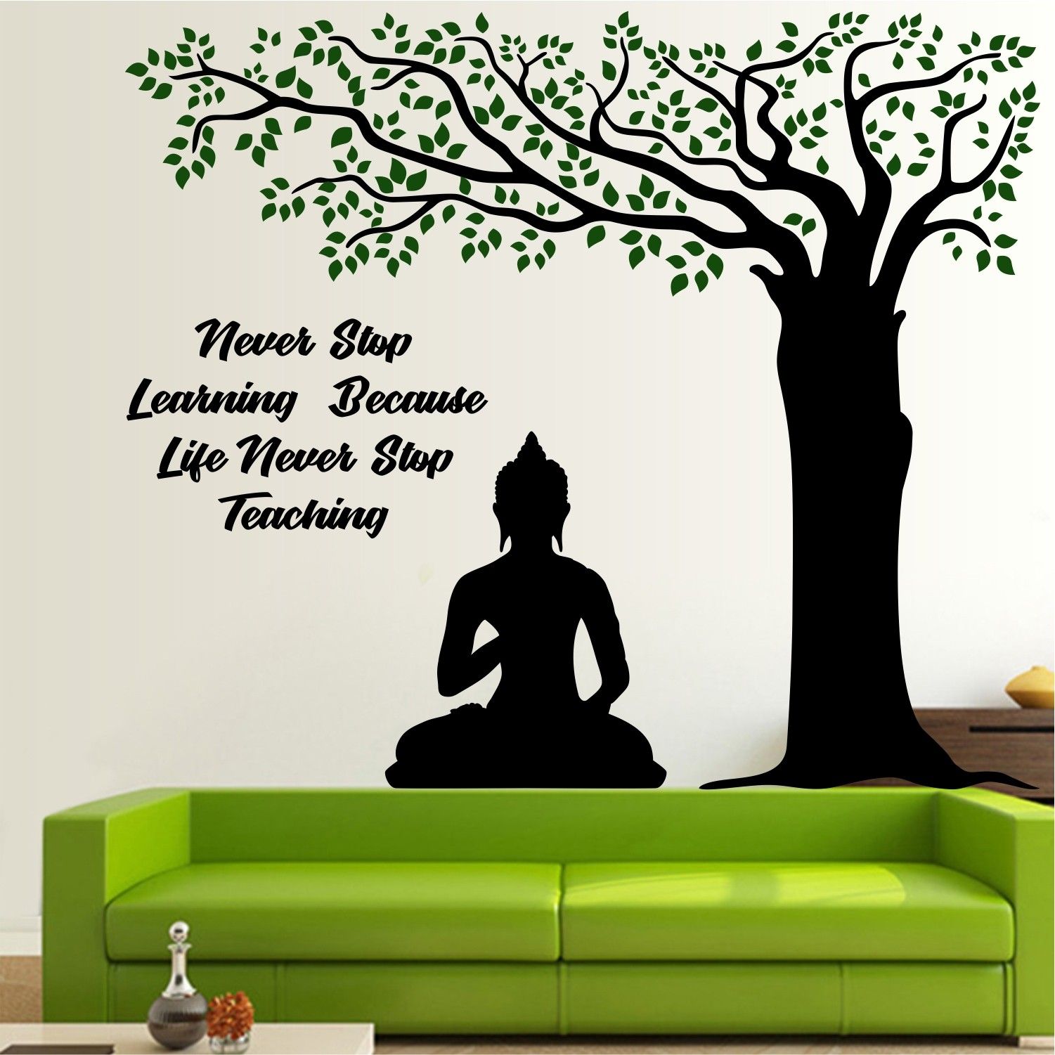 105 cm Lord Buddha - Meditate - Under - Tree - Inspiration - Motivation - Quote - Colorful - Decorative - Wall Sticker - WP058 Self Adhesive Sticker-image-0
