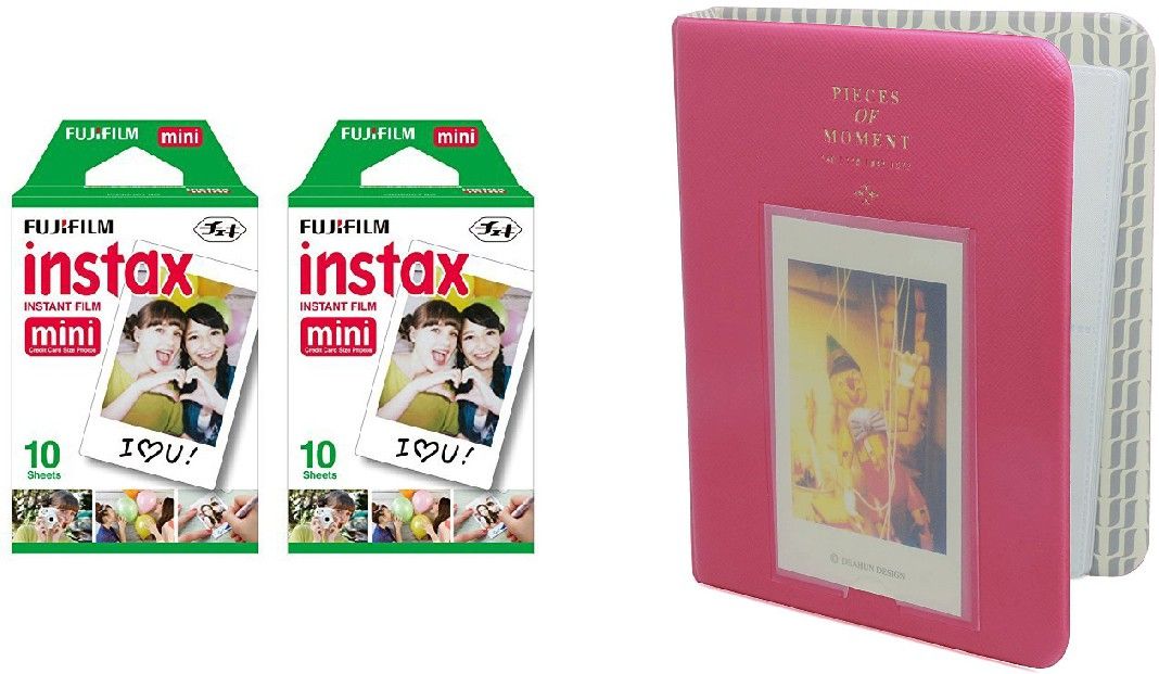 FUJIFILM Instax Mini 10x2 Sheets Instant Film with Rose Red time Album 64 Sheets Film Roll