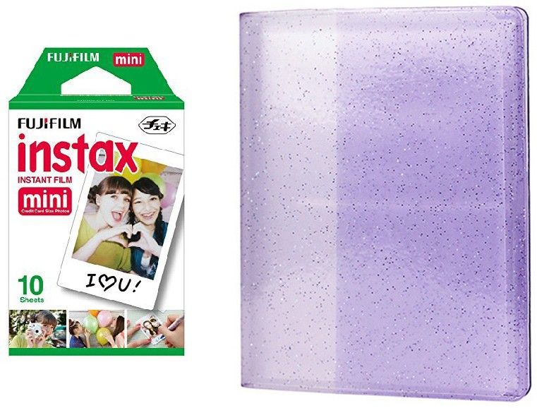 FUJIFILM Instax Mini 10x1 Sheets Instant Film with AM64 Lilac Purple Album 64 Sheets Film Roll