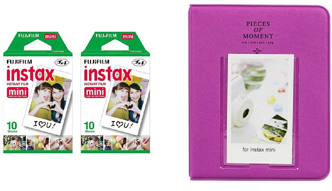 FUJIFILM Mini 10x2 Sheets Instant Film with Grape Purple time Album 64 Sheets Film Roll