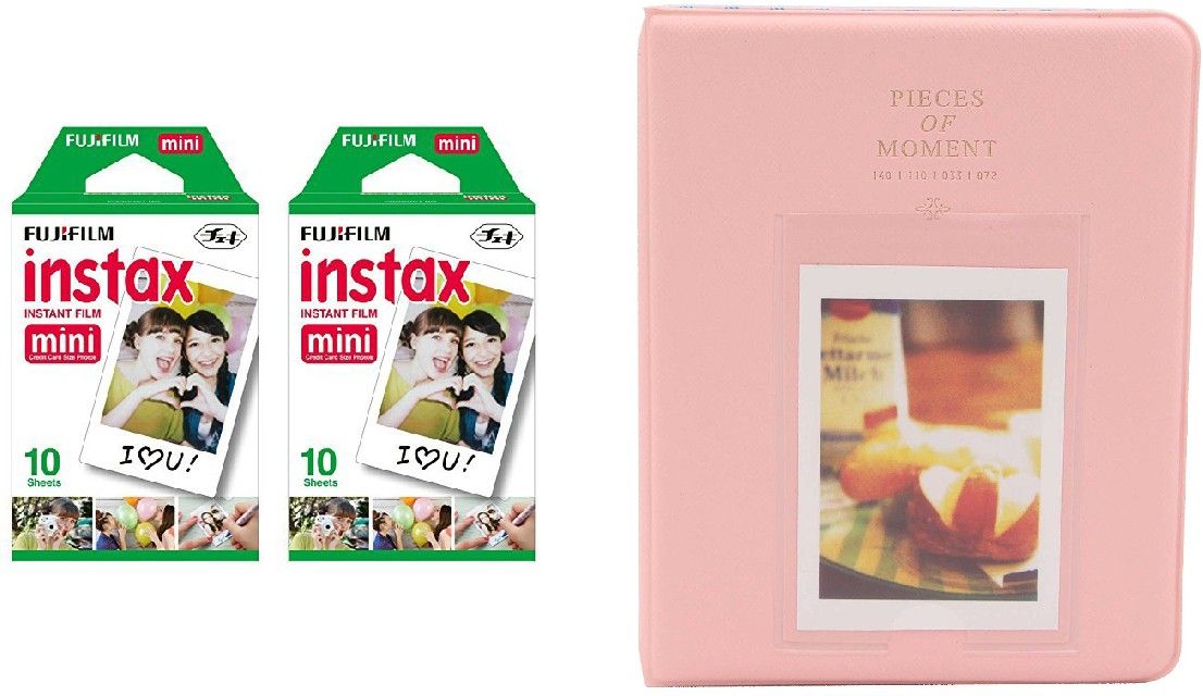FUJIFILM Instax Mini 10x2 Sheets Instant Film with Peach Pink time Album 64 Sheets Film Roll