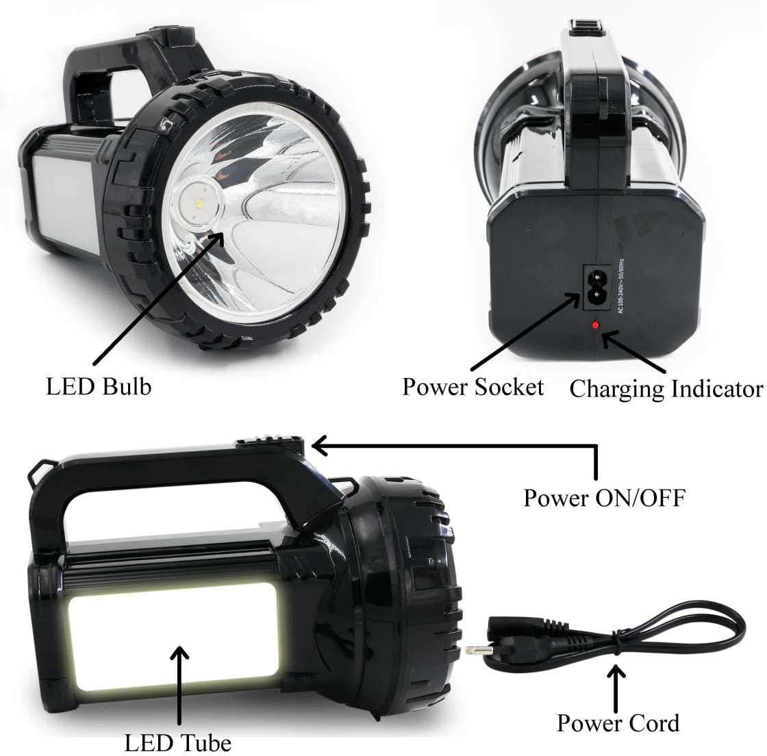 cinefx Emergency Search Torch Light 100W With side tube High power Long Range upto 2 Km 8 hrs Torch Emergency Light-picture-10