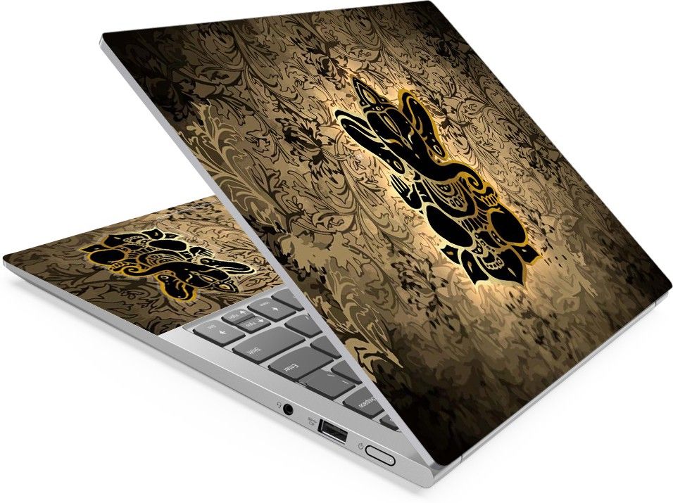 Techfit HD Printed Easy to Install Full Panel Laptop Skin/Sticker/Stretchable Vinyl/Cover for all Size Laptops upto 15.6 inch No Residue, Bubble Free - Ganesh Brown On Brown Floral Self Adhesive Vinyl Laptop Skin Compatible for 15.6 inch-image-37