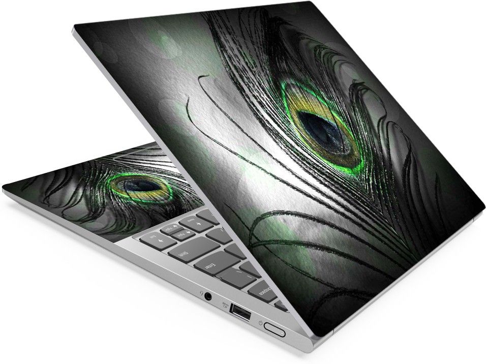 Techfit HD Printed Easy to Install Full Panel Laptop Skin/Sticker/Stretchable Vinyl/Cover for all Size Laptops upto 15.6 inch No Residue, Bubble Free - Black Feather Self Adhesive Vinyl Laptop Skin Compatible for 15.6 inch-image-32
