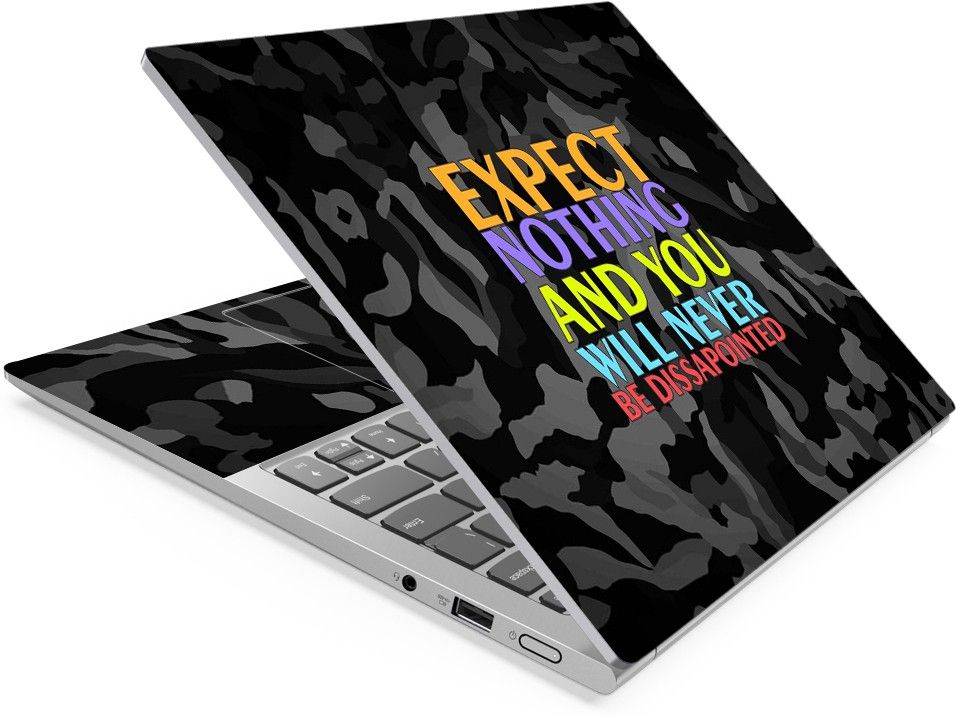 Techfit HD Printed Easy to Install Full Panel Laptop Skin/Sticker/Stretchable Vinyl/Cover for all Size Laptops upto 15.6 inch No Residue, Bubble Free - Expect Nothing Black Camouflage Self Adhesive Vinyl Laptop Skin Compatible for 15.6 inch-image-32