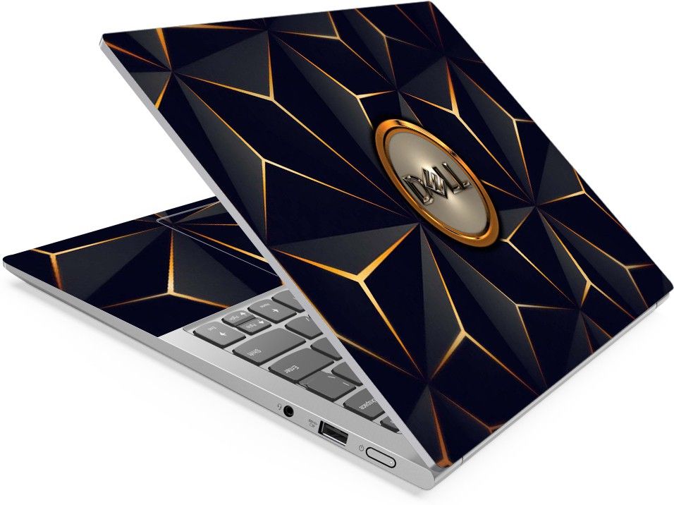 Techfit HD Printed Easy to Install Full Panel Laptop Skin/Sticker/Stretchable Vinyl/Cover for all Size Laptops upto 15.6 inch No Residue, Bubble Free - Dell Golden Embossed Pyramid Self Adhesive Vinyl Laptop Decal 15.6-image-15