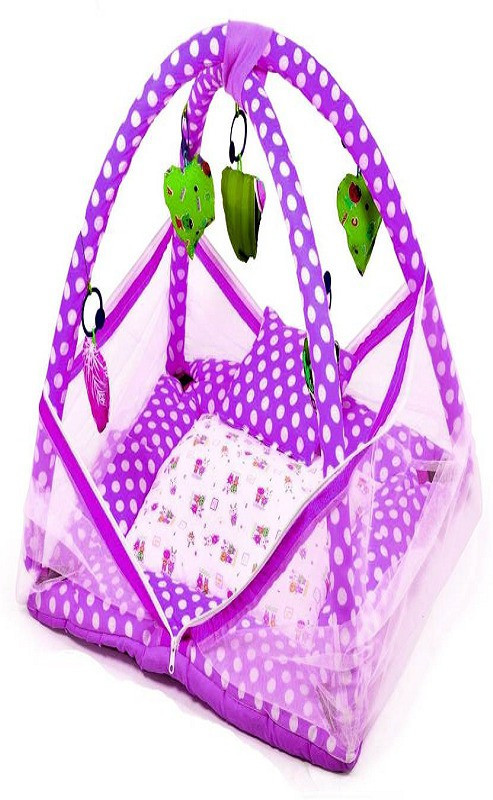 hanu enterprises Polyester Infants Washable Baby Kick and Play Gym with Mosquito Net and Baby Bedding Set Mosquito Net image 1
