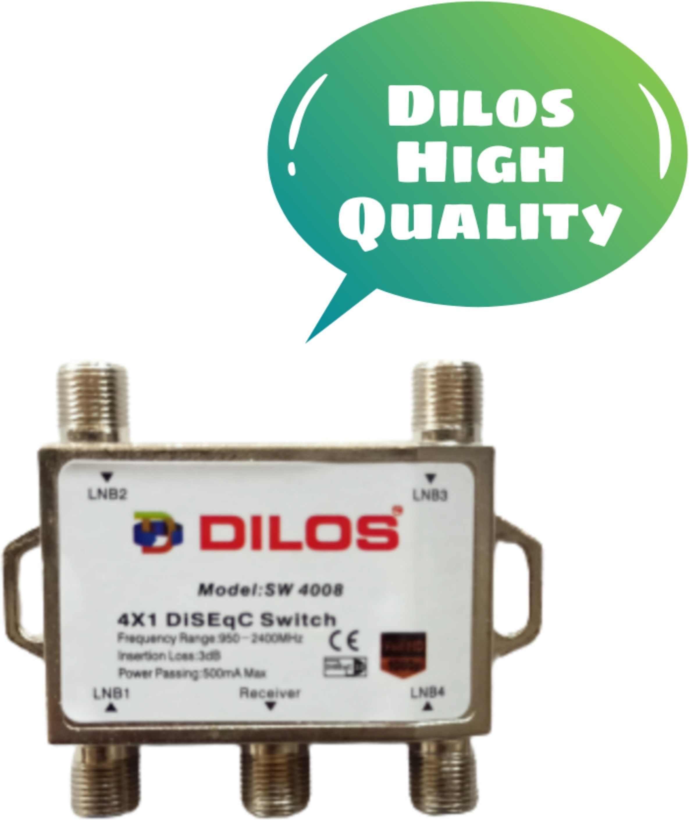 dilos Best High Quality SW 4008 4in1 DiSEqC 2.0 Switch Dd free dish Cannect 1 To ka Four SW 4008 4in1 DiSEqC 2.0 Switch Full HD 5 Ports 10 Mbps Network Switch