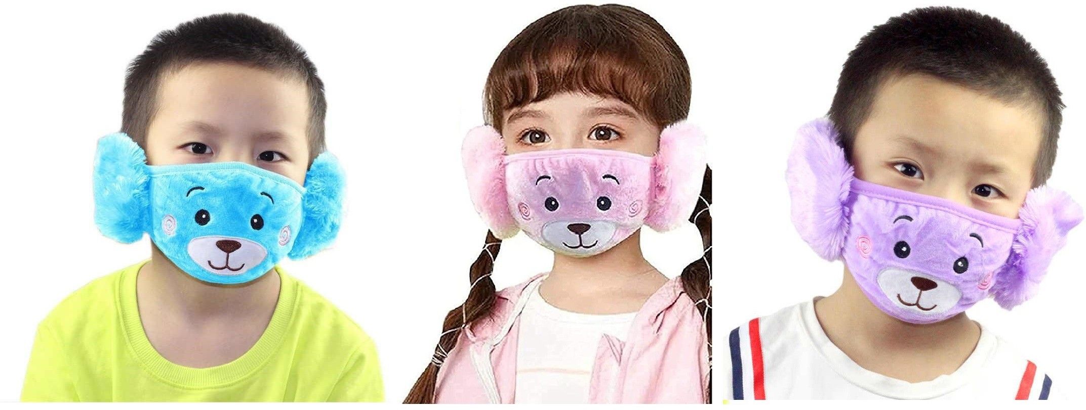 4 you Kids Girl's and Boys' Warm Winter Face Mask with Plush Ear Muffs Covers, (3 Years to 10 Years) for Autumn Winter (Set of 3) Ear Muff-picture-15