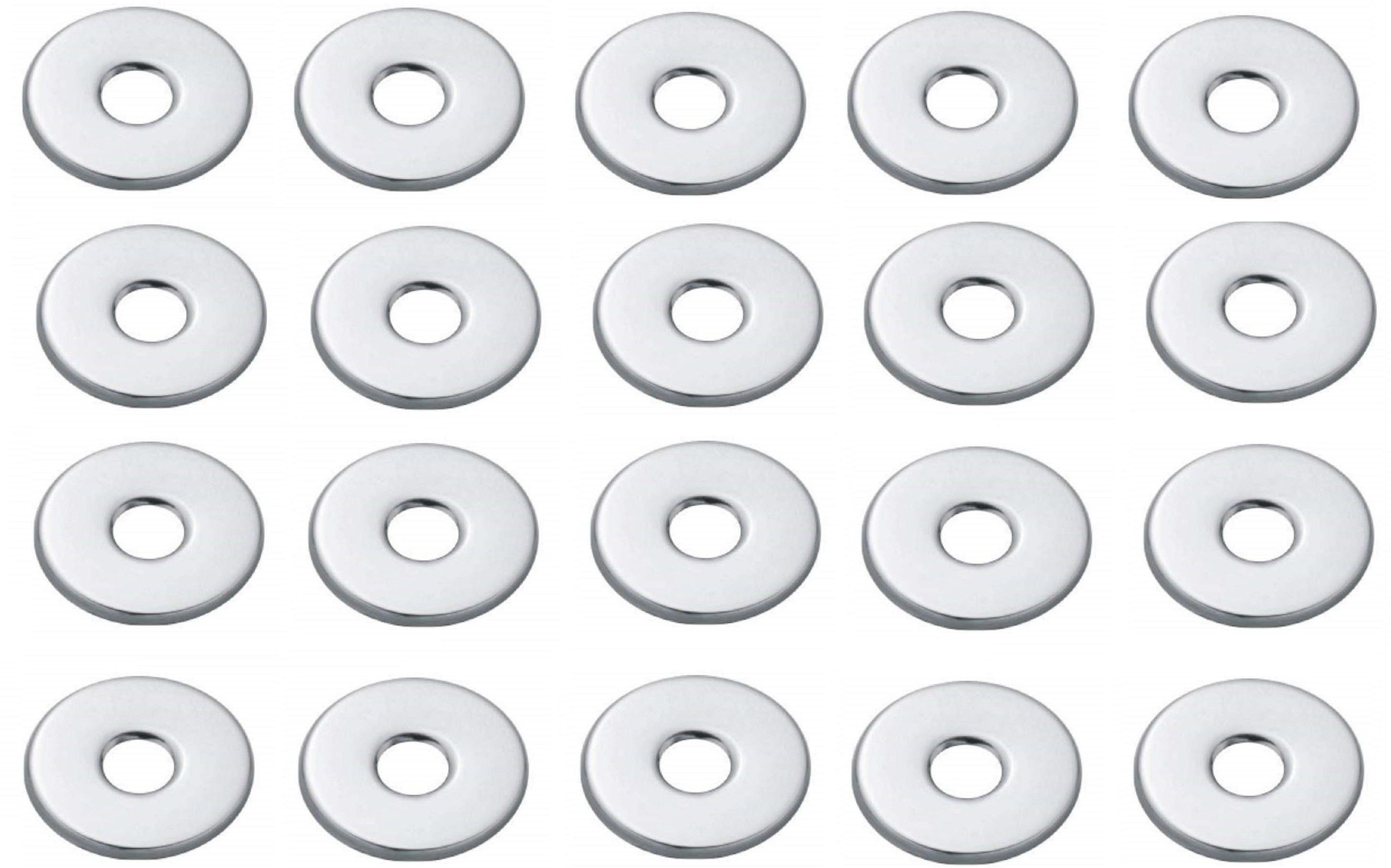 Chrome Plated Round Wall Flange/Free Cap for Taps/Tap Plate Bathroom Mixture in Kitchen/Bathroom Fittings/Wash Area Bathroom Accessories (Pack of 20 PC) Plate Flange