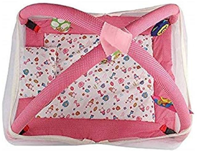 hanu enterprises Polyester Infants Washable Baby Kick and Play Gym with Mosquito Net and Baby Bedding Set Mosquito Net image 1