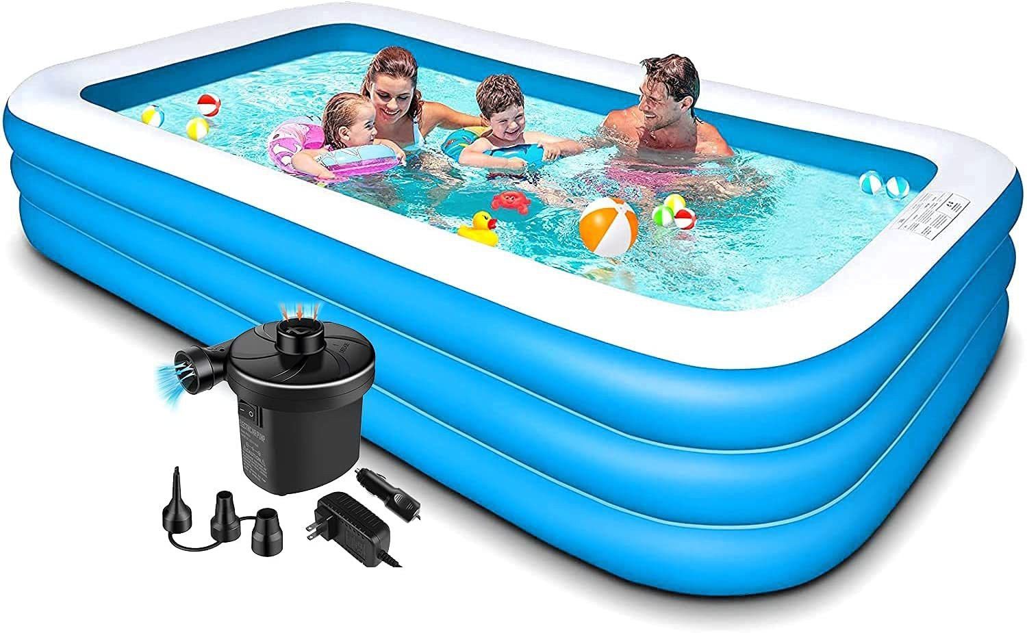 Bath Tubs with Electric Pump for Adults (Blue, 10 Feet) Inflatable Swimming Pool