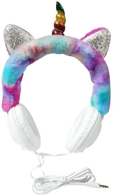 YAAH CREATION Colourful Wired Adjustable Headphone Stereo Sound for Girl's Unicorn (3mm jack) Smart Headphones
