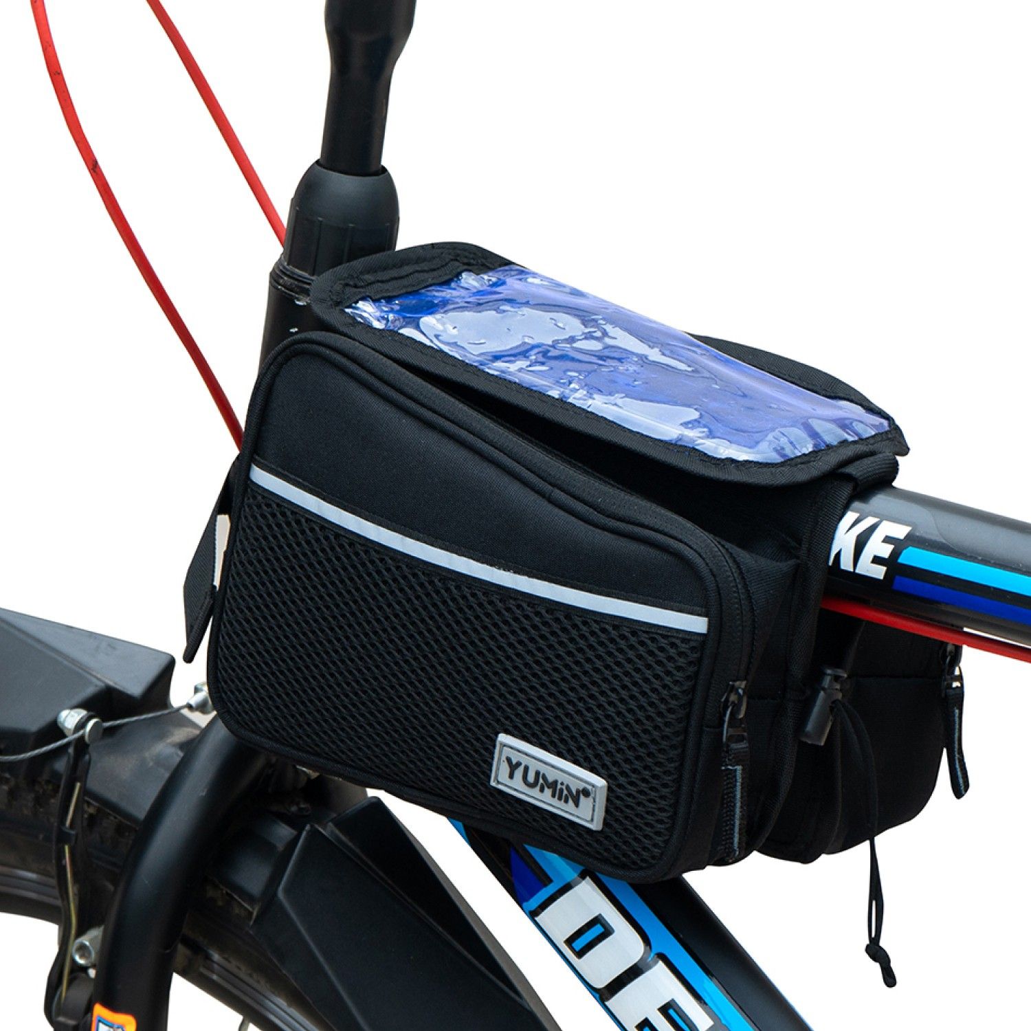 Polyester Cycle Double Sided Front Frame/Tube Bag with Touch Screen Bicycle Phone Holder-image-4