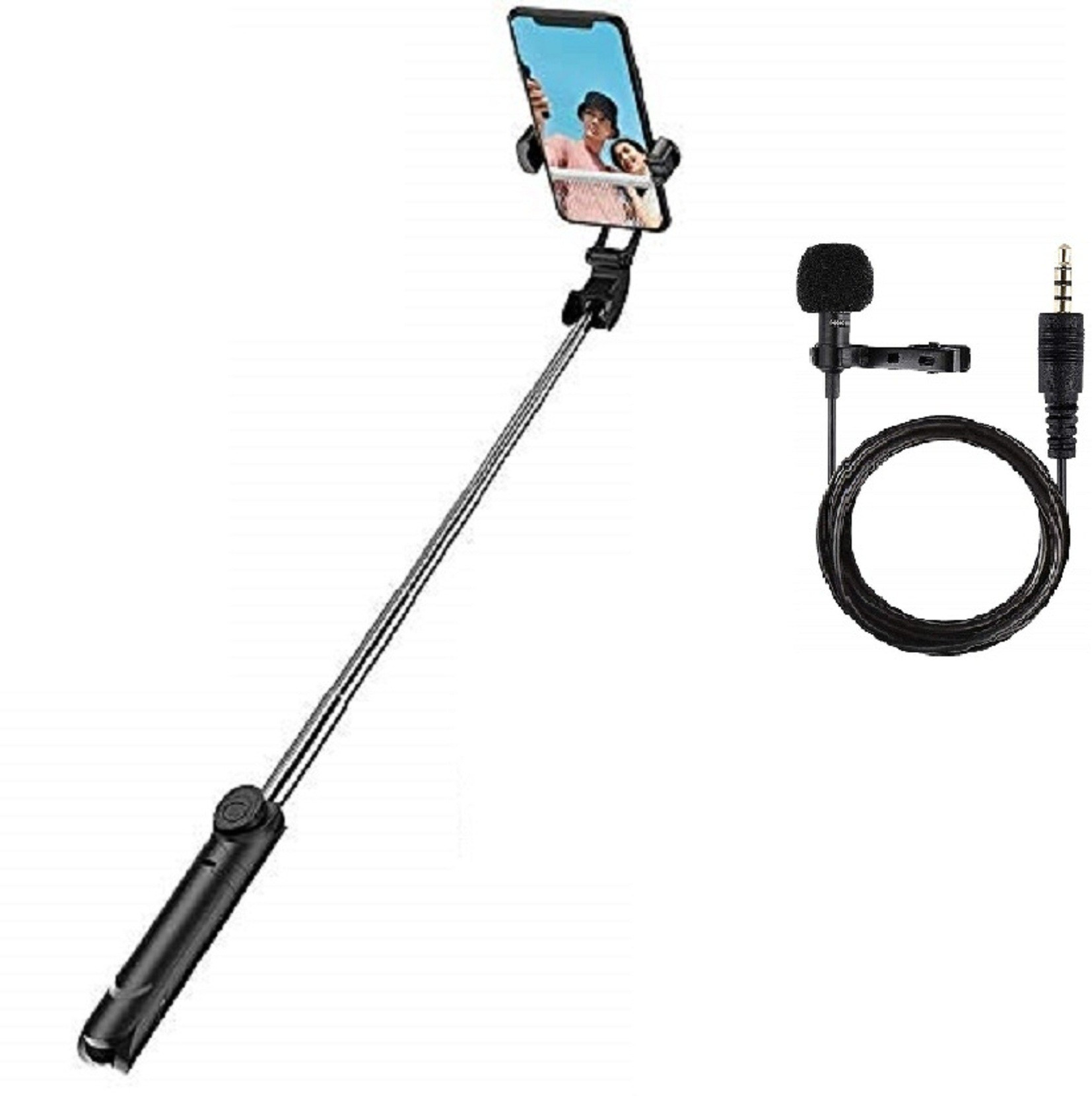 keeva Selfie Stick with Tripod Stand, Mobile Desktop Live Telescopic Bracket Handheld Bluetooth Selfie Artifact Mini Portable Selfie stick with mini microphone 3 Axis Gimbal for Camera, Mobile image 1