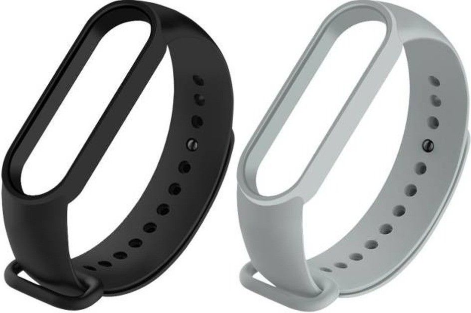 Asotai Soft Silicon Replacement Brand For Mi 5 And Mi 6 Pack of 2 (Black and Grey) Smart Band Strap-image-2