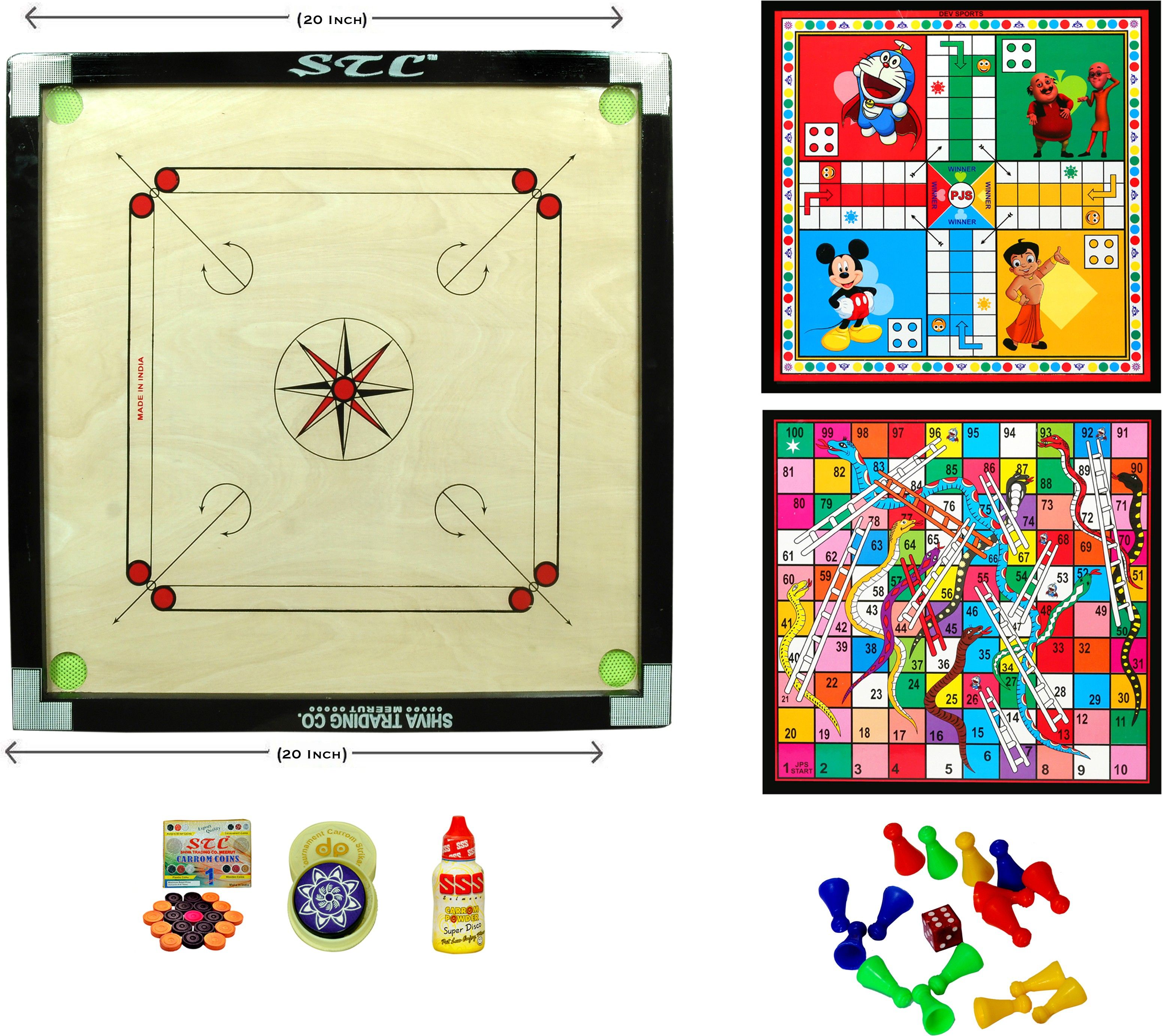 stc Matte Small With 2 in 1 Ludo Snakes 50.8 cm Carrom Board-picture-30