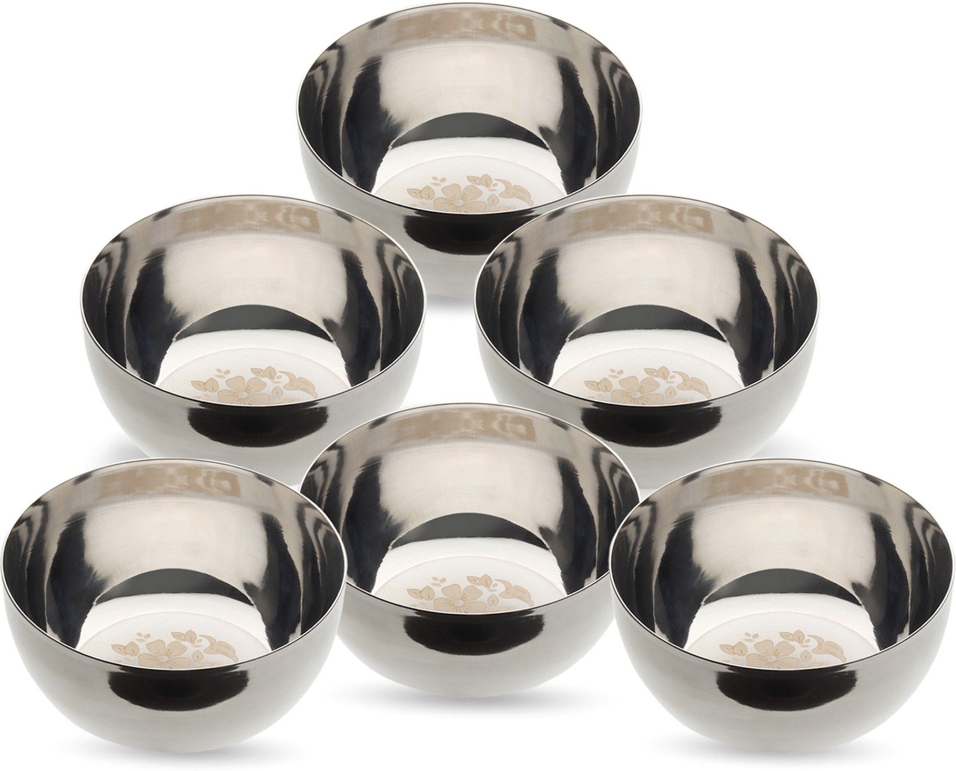 limetro steel Stainless Steel Vegetable Bowl Stainless Steel Laser Print Heavy Gauge Bowl set / Wati set with Mirror Finish( 6 Pieces, Diameter: 10 cm)-picture-21