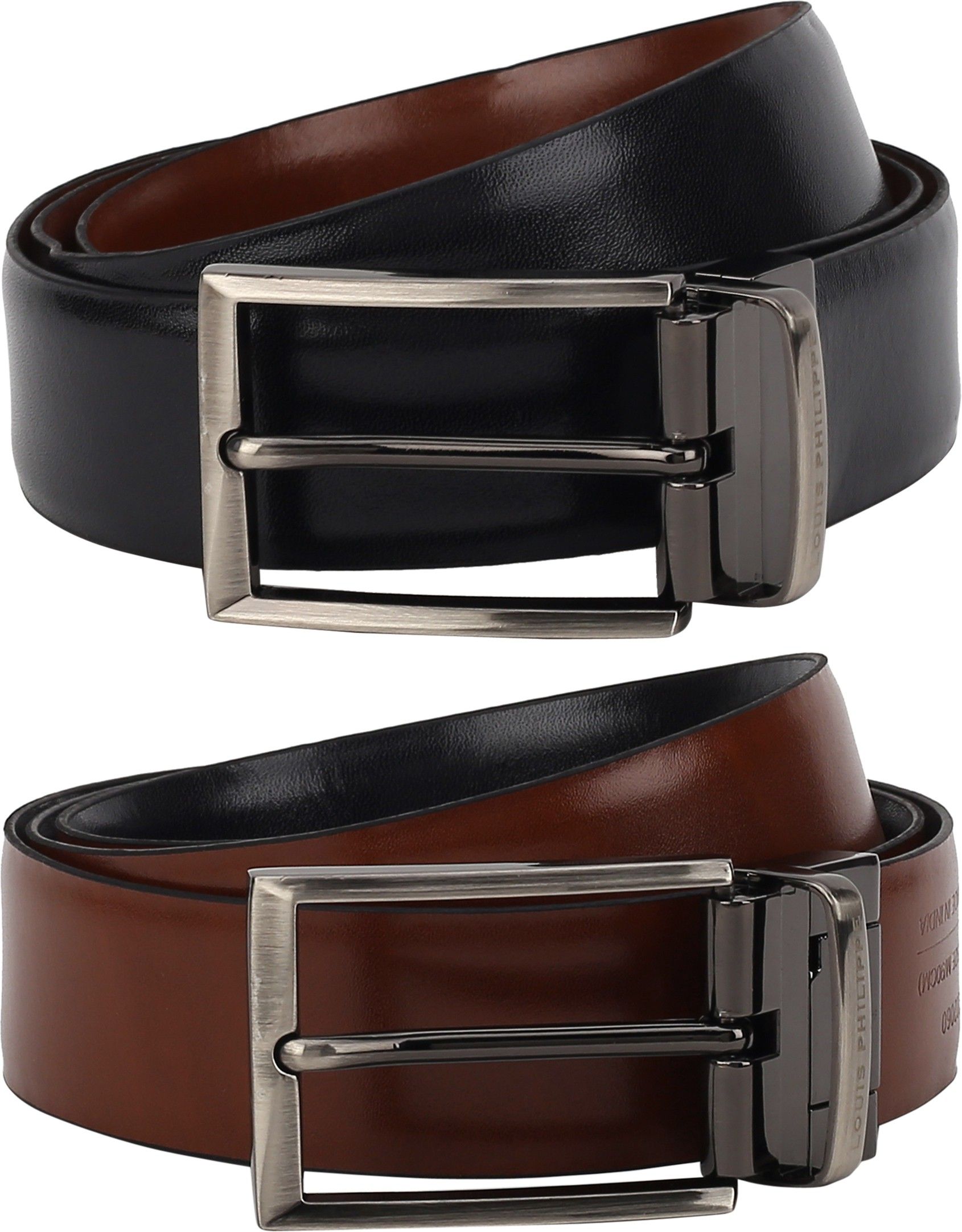 Men Black, Brown Genuine Leather Reversible Belt-image-40