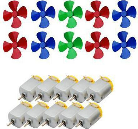 gobagee 10Pcs 3V to 9V DC Flat Small Size Toy Motor + Multi Color 10 Pcs Toy Motor Fan (Multicolor) image 1