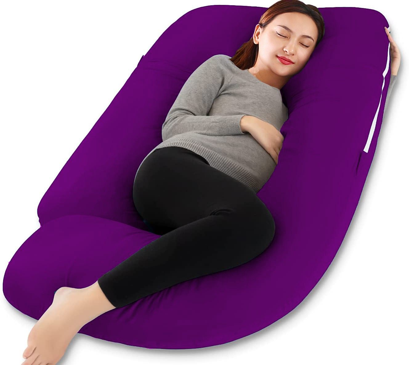wild mint Premium Lyte G Shaped Cotton Microfibre Solid Pregnancy Pillow Pack of 1-picture-27