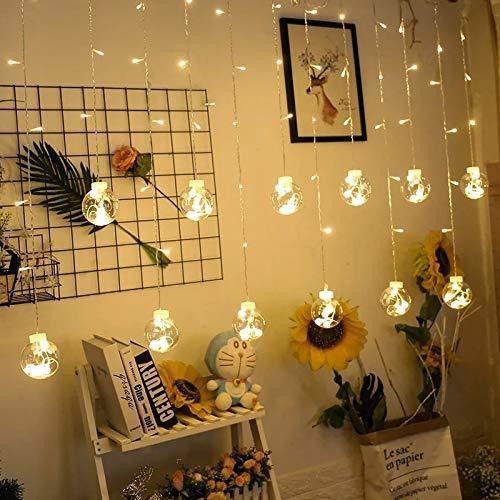 Wish Ball Curtain String Lights for Home Diwali Festive Birthday Parties Wedding Indoor Outdoor Decoration Chain Plastic Light Hanging Chain Rod