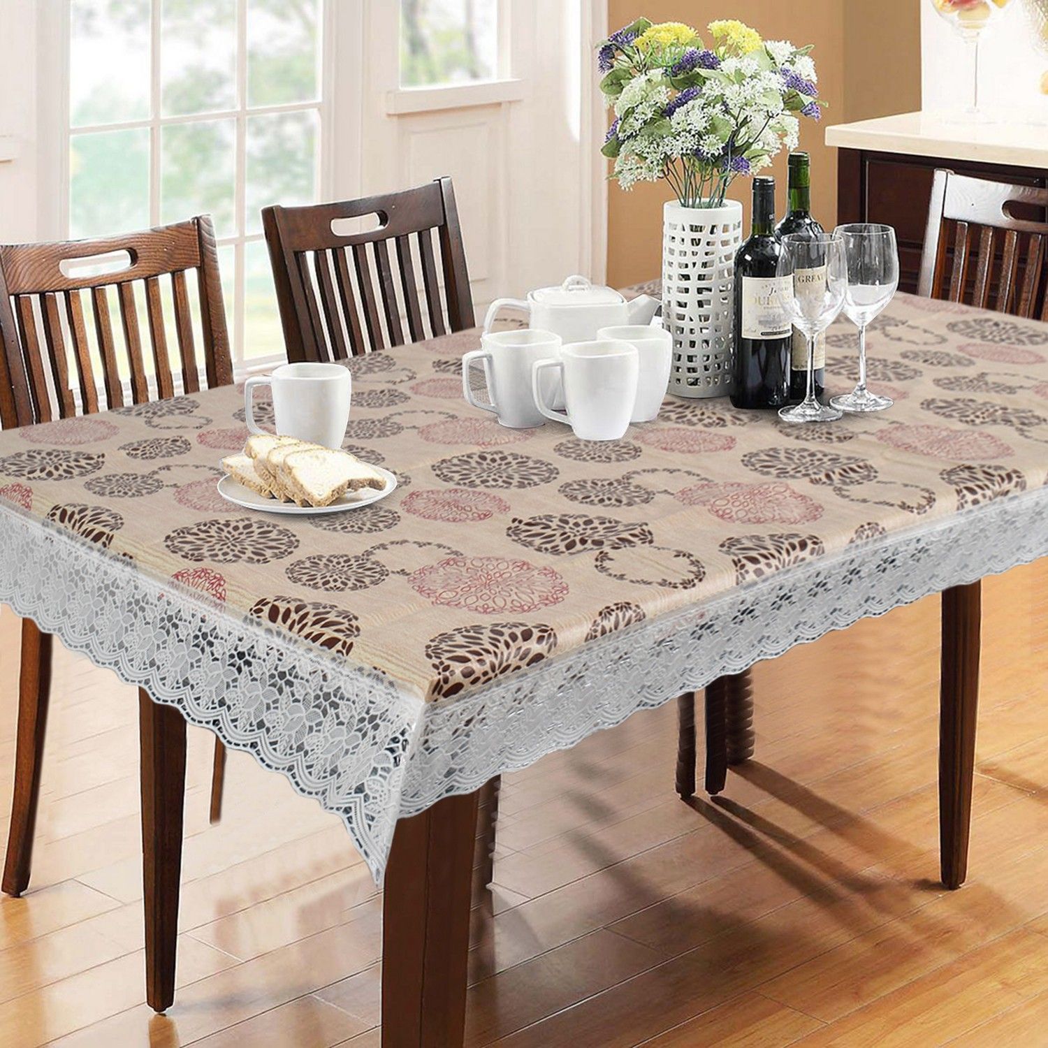 PVC 8 Seater Self Design Table Cover-image-0