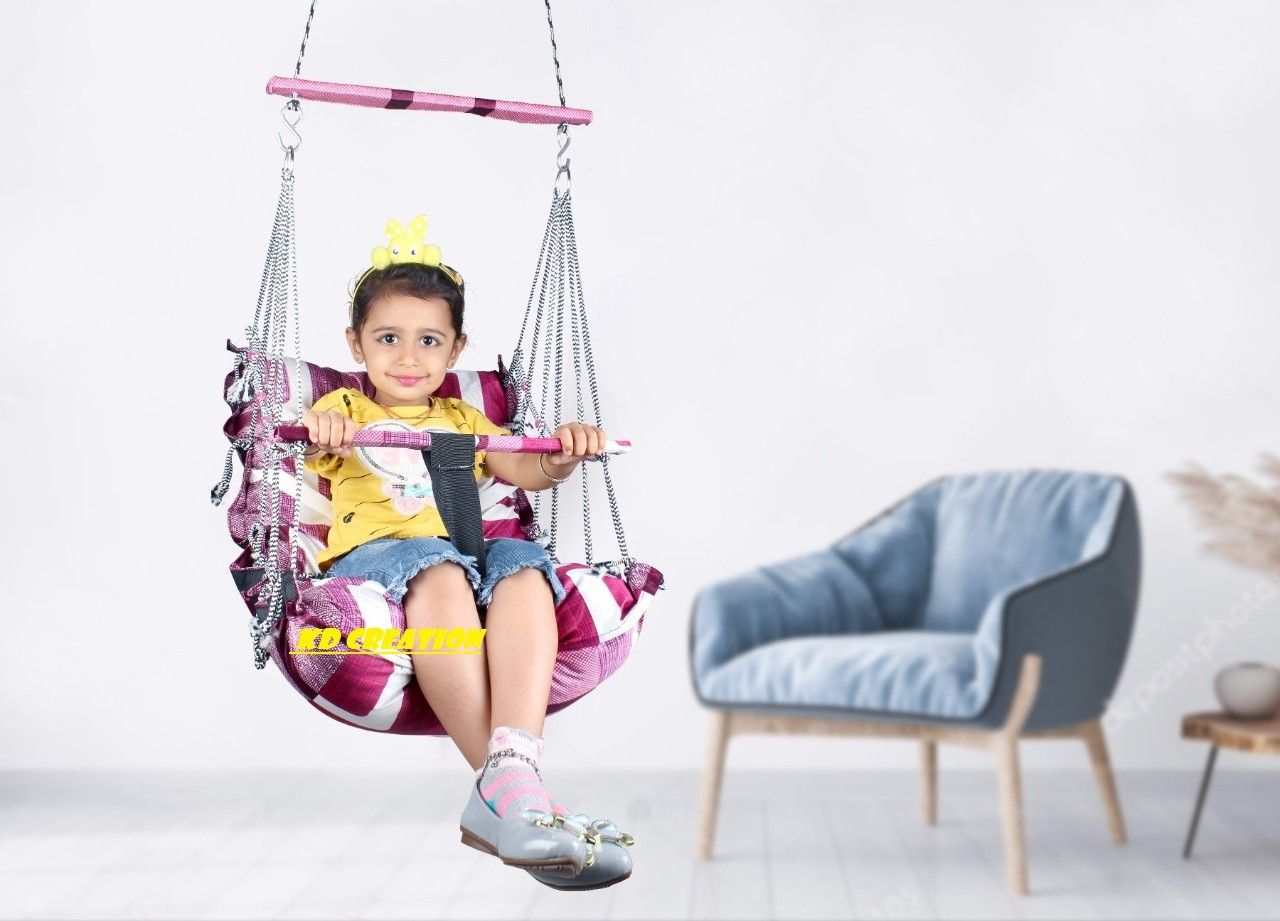BIG SWING Cotton Swing Chair For Kids Baby's Children Folding & Washable 1-5 Years With Safety Belt-Indoor Swing For Kids | Baby Swing |Kids Product | Swing For Babies | Kids Swing | Swing For Baby-Kids Hanging Swings Bouncer Swings-image-27