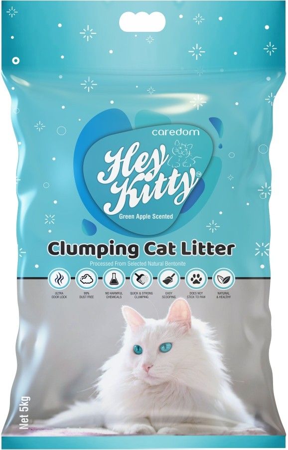 Hey Kitty - Super Premium Bentonite Best Cat Litter with Green Apple Fresh Scent | Quick & Strong Clumping | Ultra Odor Lock | Easy Scooping | Superior Absorbency (5 Kg Pack) Pet Litter Tray Refill-image-48