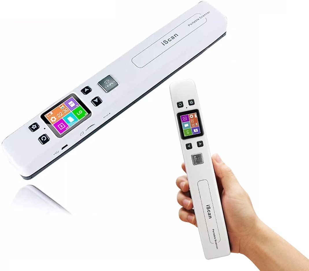 microware Portable Scanner WiFi Photo Scanner Wand with OCR Tech 4 Resolution Setting and 2 Scanning Mode Scan A4 Double-Roller Design for Laptop Mac Windows Computers Corded Portable Scanner