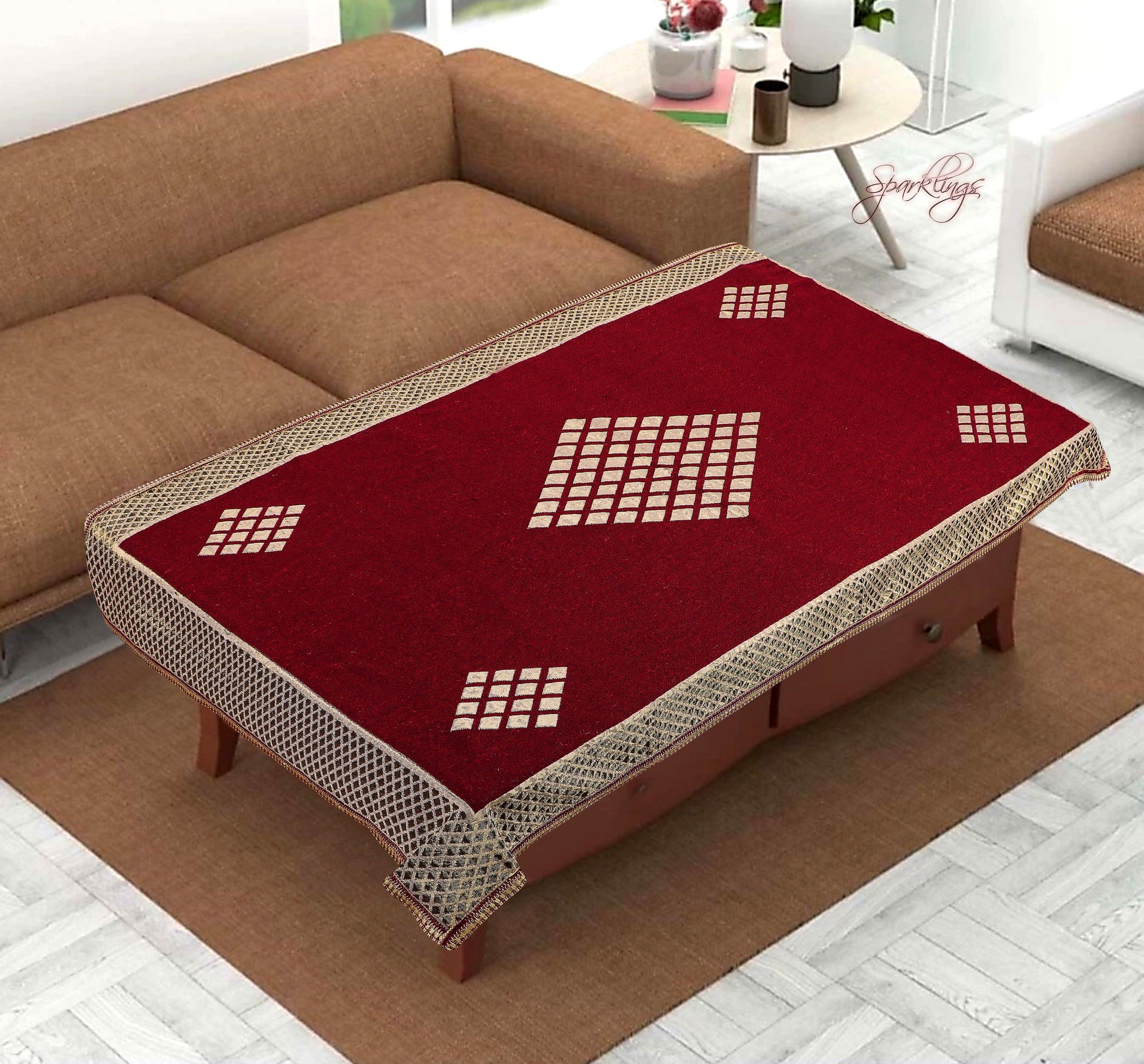 Cotton 4 Seater Geometric Table Cover-image-15