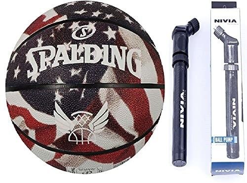Flight Star & Strips Digital Print Basketball with Inflating Air Pump Basketball - Size: 7-image-45