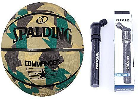 spalding Commander Poly Basketball with Air Pump Match Quality Basketball Army Print Basketball - Size: 7-picture-18